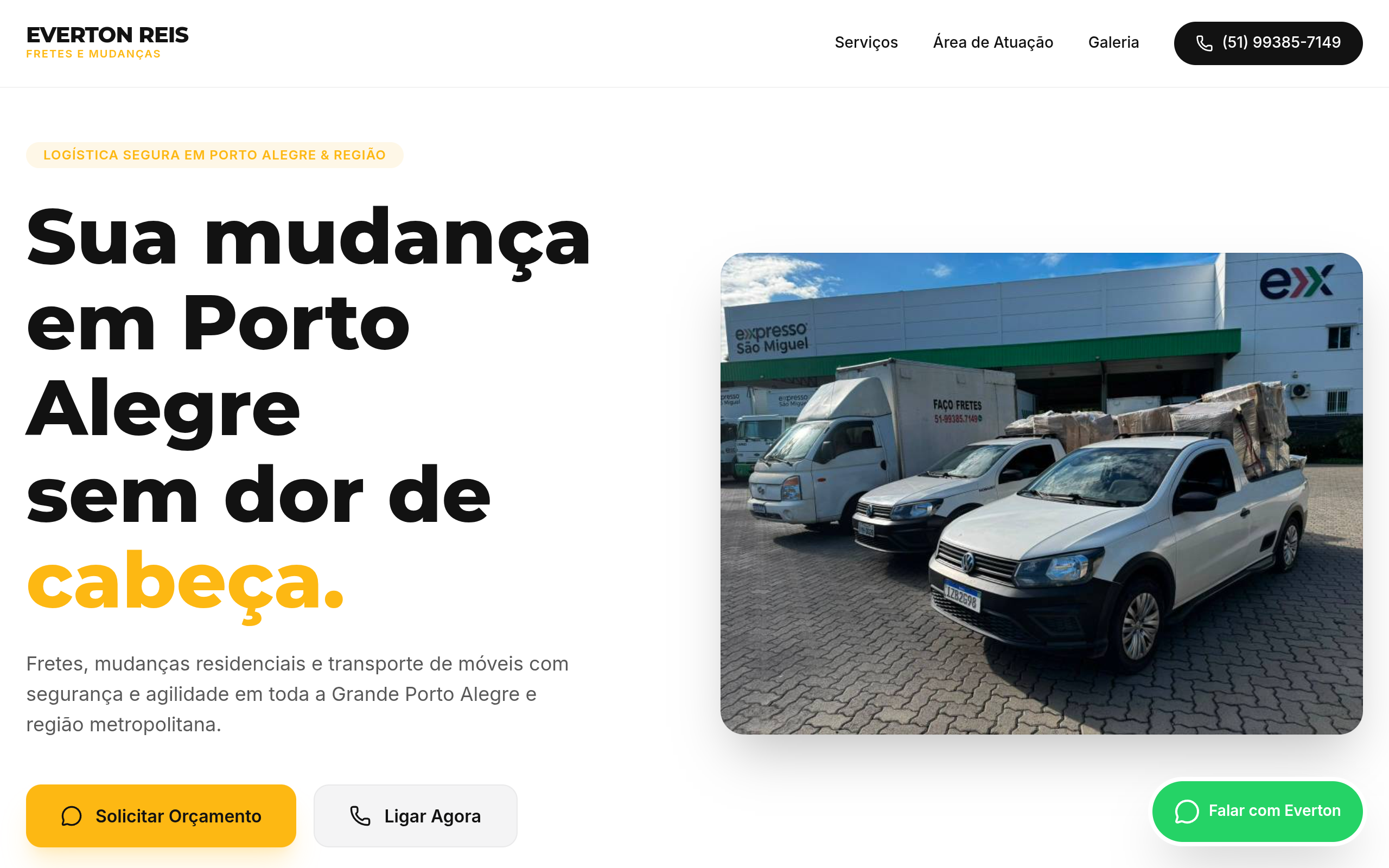 Preview do site Everton Reis - Fretes
